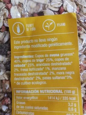 Lista de ingredientes del producto muesli eco basics 