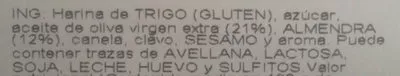 Lista de ingredientes del producto Polvoroncitos de aceite y almendras San Enrique 500 g