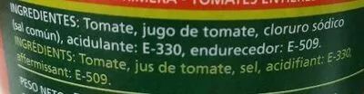 Lista de ingredientes del producto Tomate entero pelado  