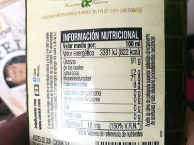 Lista de ingredientes del producto Aceite de oliva virgen extra Coosur 