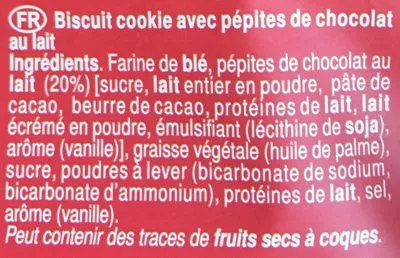 Lista de ingredientes del producto Big Cookies Chocolate Chunk Asinez 150 g