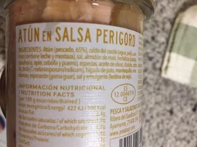 Lista de ingredientes del producto Atún en Salsa Perugord pesasur 195