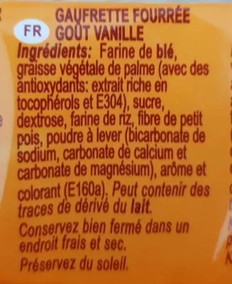 Lista de ingredientes del producto Gaufrette vanille Florbu 