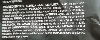 Lista de ingredientes del producto SOPA DE MARISCO CocinArte 