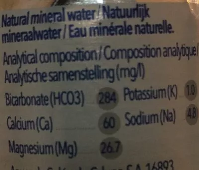 Lista de ingredientes del producto Eau minérale naturelle Solan De Cabras 1 l 500