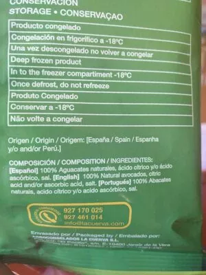 Lista de ingredientes del producto Cremoso aguacate en dados  