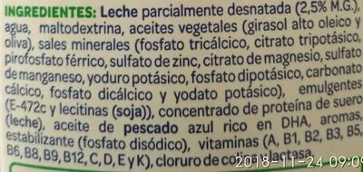 Lista de ingredientes del producto Leche Peques 3 Puleva 1 litro