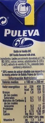 Lista de ingredientes del producto Batido Puleva Puleva 200 ml