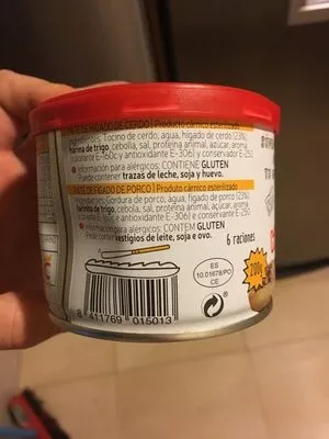 Lista de ingredientes del producto Paté de cerdo Coren 