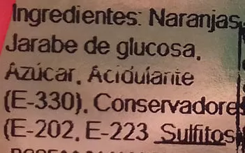 Lista de ingredientes del producto Naranja glaseada Primitivo Picó 400 g