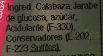 Lista de ingredientes del producto Calabaza glaseada Primitivo Picó 400 g