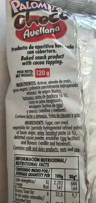 Lista de ingredientes del producto Palomitas choco avellana Risi 120 g