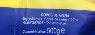 Lista de ingredientes del producto Copos de avena NaturTierra 500 g