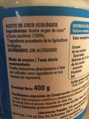 Lista de ingredientes del producto Aceite Coco hijas del sol 