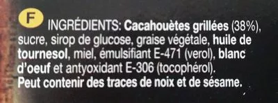 Lista de ingredientes del producto Turrón Diverso Blando de Cacahuete Edelweiss 