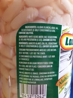 Lista de ingredientes del producto Alubias blancas cocidas Lozano 