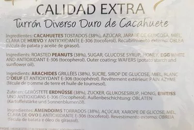 Lista de ingredientes del producto Turrón Duro de Cacahuète  