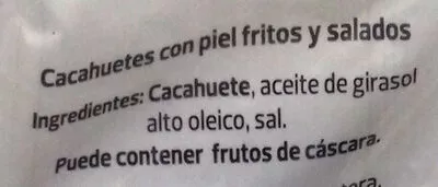 Lista de ingredientes del producto CACAHUETE FRITO PIEL Medina 200 g