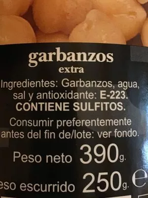 Lista de ingredientes del producto Jae Cigrons Extra JA'E 