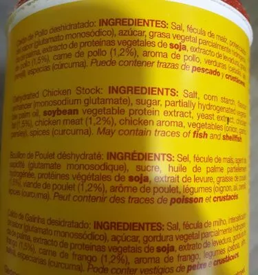 Lista de ingredientes del producto Calnort Chicken Bouillon Powder Calnort 