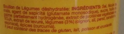 Lista de ingredientes del producto Bouillon de Légumes CalNort 1 kg