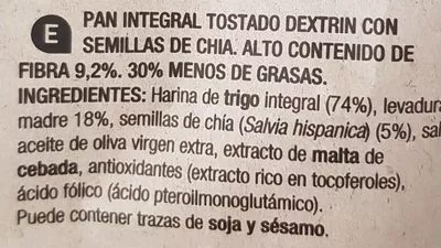 Lista de ingredientes del producto Destin chia Santiveri 