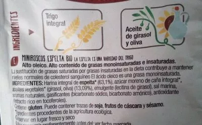 Lista de ingredientes del producto Mini riscos de espelta Santiveri 