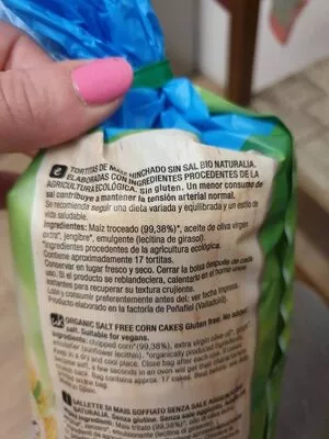 Lista de ingredientes del producto Tortitas de maiz sin sal Santiveri 