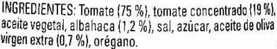 Lista de ingredientes del producto Salsa de tomate con albahaca y orégano Knorr 260 g