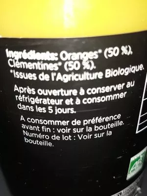 Lista de ingredientes del producto Pur jus d'orange et clémentine bio Easy Bio by Bouquet 