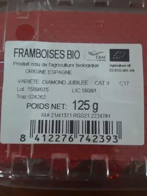 Lista de ingredientes del producto Framboises bio, Espagne, barquette Bouquet Bio, Anecoop 125 g