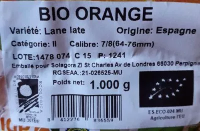 Lista de ingredientes del producto Oranges  1 000 g