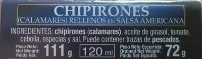 Lista de ingredientes del producto Chipirones  72 g