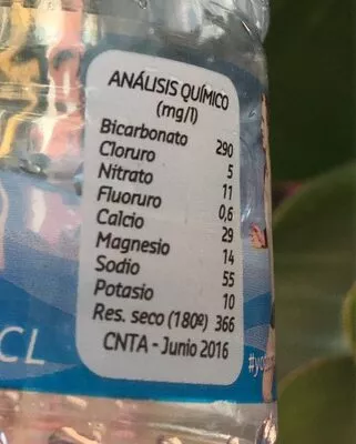 Lista de ingredientes del producto Agua Fuentealta 