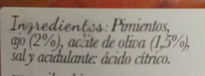 Lista de ingredientes del producto Pimientos asados al ajillo Ibsa 295 g