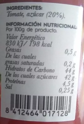 Lista de ingredientes del producto Tomate Caramelizado Ibsa 240 g