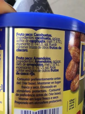 Lista de ingredientes del producto Cacahuetes dorados a la miel y sal Eagle 300 g