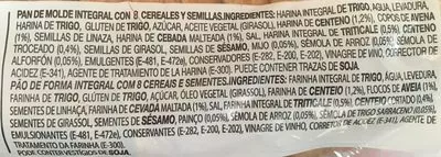 Lista de ingredientes del producto Silueta pan de molde integral cereales completo Bimbo 