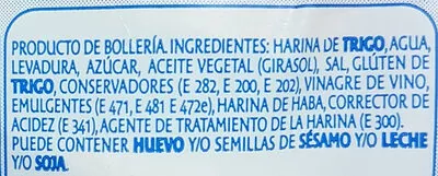 Lista de ingredientes del producto Pan Para Hot Dogs Bimbo 