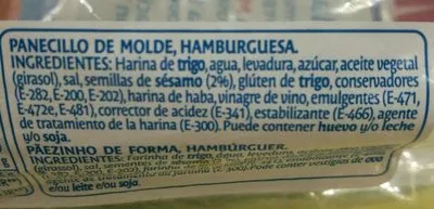 Lista de ingredientes del producto Maxi-Burger Bimbo 