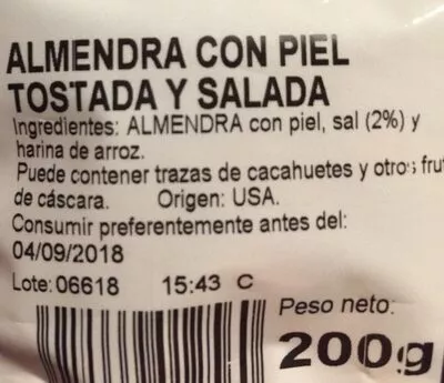 Lista de ingredientes del producto Frutos secos Frumesa 200 g