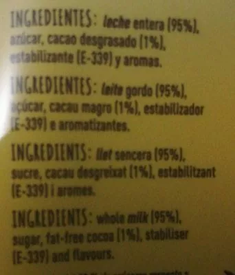 Lista de ingredientes del producto Cacaolat Cacaolat 1 l