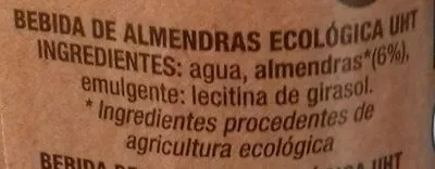 Lista de ingredientes del producto Bebida de almendras españolas Nectina 1 l