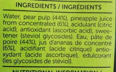 Lista de ingredientes del producto Nectar Light Pera Piño  