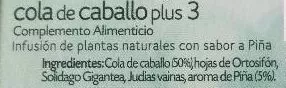 Lista de ingredientes del producto Cola de caballo plus 3 Pompadour 40 g (20 x 2 g)