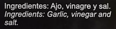 Lista de ingredientes del producto Ajos Buen Campo 345 g neto, 235 g escurrido, 370 ml