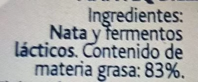 Lista de ingredientes del producto Mantequilla Arias S / Sal Pastilla Arias, Savencia 