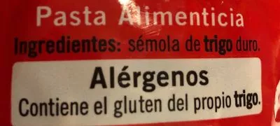 Lista de ingredientes del producto Macarrones Coaliment 