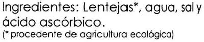 Lista de ingredientes del producto Lentejas al natural Monjardín 660 g (neto), 450 g (escurrido), 720 ml