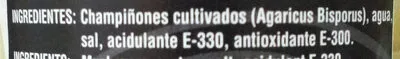 Lista de ingredientes del producto Champiñon laminados Ferba 355 g (neto), 185 g (escurrido)